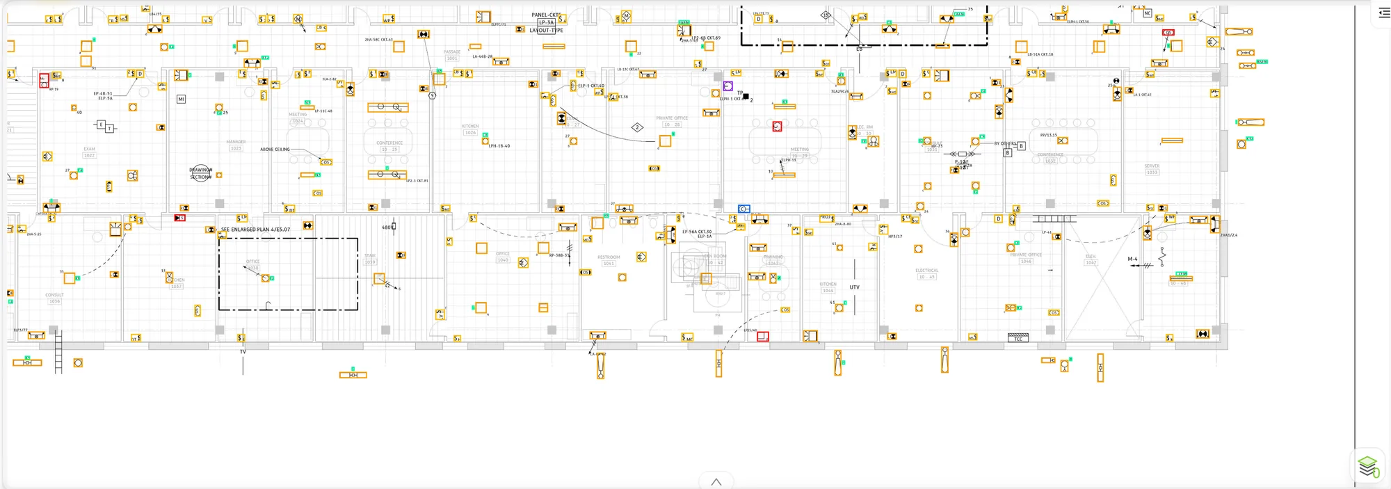 Floor plan in Superb with every device boxed